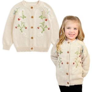 imageSimplee kids Baby Sweater Toddler Girls Cardigan Sweater Embroidered Strawberry Knit SweaterLapricot