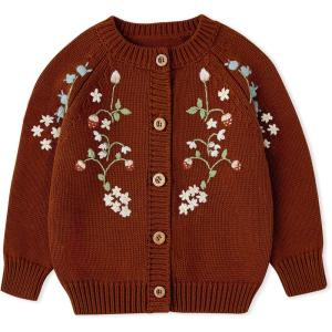 imageSimplee kids Baby Sweater Toddler Girls Cardigan Sweater Embroidered Strawberry Knit SweaterLbrick Red