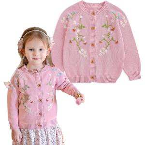 imageSimplee kids Baby Sweater Toddler Girls Cardigan Sweater Embroidered Strawberry Knit SweaterLpinkish Purple