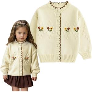 imageSimplee kids Baby Sweater Toddler Girls Cardigan Sweater Embroidered Strawberry Knit SweaterPapricot