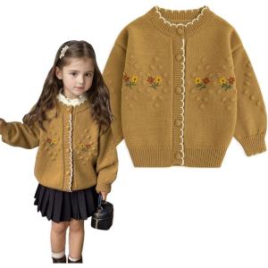 imageSimplee kids Baby Sweater Toddler Girls Cardigan Sweater Embroidered Strawberry Knit SweaterPearthy Yellow