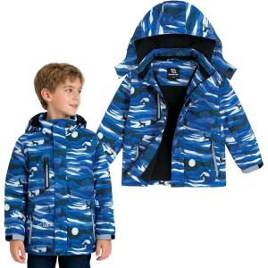 imageSimplee kids Boy Winter Coat Waterproof Ski Jacket Fleece Hooded Snow Warm Padded RaincoatsAgblue Snow