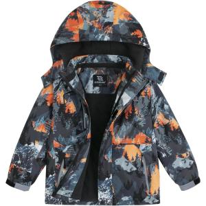 imageSimplee kids Boy Winter Coat Waterproof Ski Jacket Fleece Hooded Snow Warm Padded RaincoatsAgorange Black Mountains