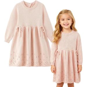 imageSimplee kids Toddler Dress Baby Girl Fall Dress Ribbed Knit Sweater Dress for 6M5TAapink