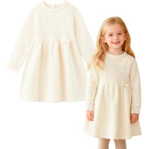 imageSimplee kids Toddler Dress Baby Girl Fall Dress Ribbed Knit Sweater Dress for 6M5TAbbeige