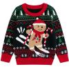 imageCuripeer Ugly Family Matching Christmas Sweaters Men Women Kids Knitted Pullover Outfits Party HolidayAgingerbread Manblack