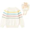 imageSimplee kids Baby Girl Knit Sweater with Bear in The Pocket Toddler Pullover Sweater Cute Fall Winter ClothesCrabbit Doll
