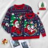 imageSimplee kids Ugly Christmas Sweater Family Matching Outfits for Holiday Party Knitted PulloverBule Santa Claus