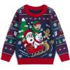 imageSimplee kids Ugly Christmas Sweater Family Matching Outfits for Holiday Party Knitted PulloverBule Santa Claus