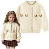 imageSimplee kids Toddler Sweater Little Girl Knitted Cardigan Flower Embroidery Coat for Spring and FallPbrick Red