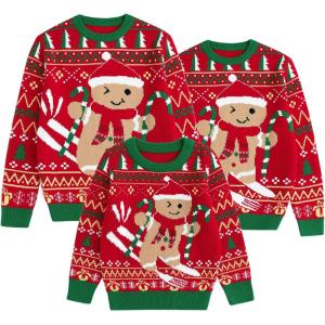 imageCuripeer Ugly Family Matching Christmas Sweaters Men Women Kids Knitted Pullover Outfits Party HolidayAgingerbread Manred
