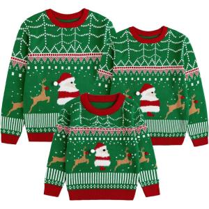 imageCuripeer Ugly Family Matching Christmas Sweaters Men Women Kids Knitted Pullover Outfits Party HolidayAsantagreen