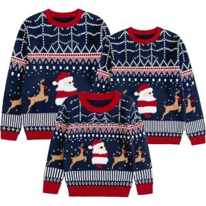 imageCuripeer Ugly Family Matching Christmas Sweaters Men Women Kids Knitted Pullover Outfits Party HolidayAsantanavy Blue