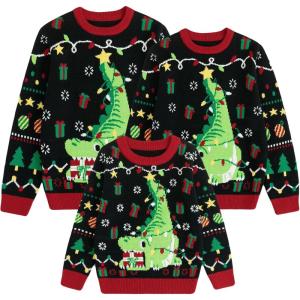 imageCuripeer Ugly Family Matching Christmas Sweaters Men Women Kids Knitted Pullover Outfits Party HolidayBcrocodileblack