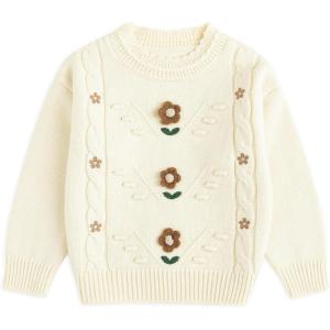 imageSimplee kids Baby Girl Knit Sweater Round Neck Long Sleeve Toddler Pullover Sweatshirt Fall Winter Clothes 2T6TApricot