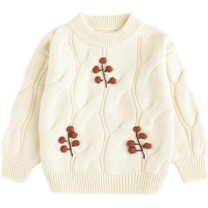 imageSimplee kids Baby Girl Knit Sweater Round Neck Long Sleeve Toddler Pullover Sweatshirt Fall Winter Clothes 2T6TBapricot