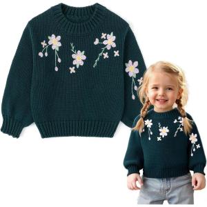 imageSimplee kids Baby Girl Knit Sweater Round Neck Long Sleeve Toddler Pullover Sweatshirt Fall Winter Clothes 2T6TBdark Teal