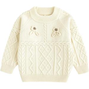 imageSimplee kids Baby Girl Knit Sweater Round Neck Long Sleeve Toddler Pullover Sweatshirt Fall Winter Clothes 2T6TPapricot