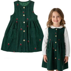imageSimplee kids Baby Girls Peter Pan Collar Dress Long Sleeve Dress for Winter Autumn 12M6TAagreen