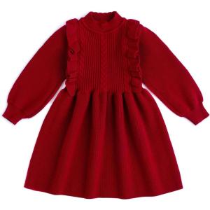 imageSimplee kids Baby Little Girls Long Sleeve Sweater Dress Knit Warm Sweater Outfit Dress for Toddler Girls 6M5TN1red