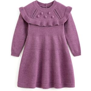 imageSimplee kids Baby Little Girls Long Sleeve Sweater Dress Knit Warm Sweater Outfit Dress for Toddler Girls 6M5TZc Purple