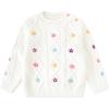 imageSimplee kids Baby Pullover Sweater Valentines Outfit Love Embroidery Knit Sweaters Coat for Autumn Fall and WinterWhite Argyle Flower
