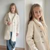 imageSimplee kids Girls Dress Coat Lapel Button Winter Jackets Coats Long Sleeve Outerwear with Pockets 414YearApricota