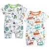 image2 Pack Baby Boys Girls Bodysuit Short Sleeves Summer Infant Toddler Cotton Zipper Rompers