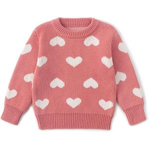 imageSimplee kids Baby Pullover Sweater Valentines Outfit Love Embroidery Knit Sweaters Coat for Autumn Fall and WinterPink