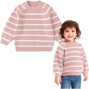 imageSimplee kids Baby Pullover Sweater Valentines Outfit Love Embroidery Knit Sweaters Coat for Autumn Fall and WinterPink Stripe