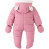 imageSimplee kids Baby Infant Girls Snowsuit Winter Hooded Footed Warm Jumpsuit Outerwear with Gloves for 324 MonthAdarkpink