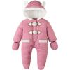 imageSimplee kids Baby Infant Girls Snowsuit Winter Hooded Footed Warm Jumpsuit Outerwear with Gloves for 324 MonthAdarkpink