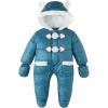 imageSimplee kids Baby Infant Girls Snowsuit Winter Hooded Footed Warm Jumpsuit Outerwear with Gloves for 324 MonthAlakeblue