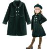 imageSimplee kids Girls Dress Coat Lapel Button Winter Jackets Coats Long Sleeve Outerwear with Pockets 414YearDark Green
