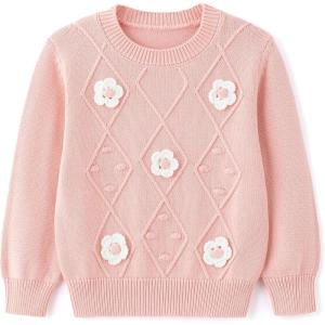 imageSimplee kids Baby Girl Knit Sweater Round Neck Long Sleeve Toddler Pullover Sweatshirt Fall Winter Clothes 2T6TAapink