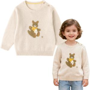 imageSimplee kids Baby Girl Knit Sweater with Bear in The Pocket Toddler Pullover Sweater Cute Fall Winter ClothesFembroidered Kangaroo