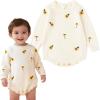 imageSimplee kids Baby Girls Rompers Long Sleeve Pompoms Infant Toddler Jumpsuit for Spring Fall WinterApricot Daisy