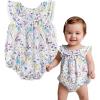 imageSimplee kids Baby Girls Summer Romper Onesie Infant Newborn Floral Ruffled Sleeveless BodysuitAblue