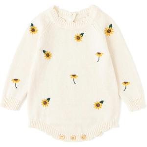 imageSimplee kids Baby Girls Rompers Long Sleeve Pompoms Infant Toddler Jumpsuit for Spring Fall WinterApricot Daisy