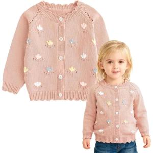 imageSimplee kids Baby Sweater Animal Leopard Printed Baby Cardigan for Autumn FallAflowerpink