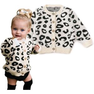 imageSimplee kids Baby Sweater Animal Leopard Printed Baby Cardigan for Autumn FallApricot