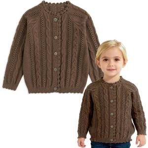 imageSimplee kids Baby Sweater Animal Leopard Printed Baby Cardigan for Autumn FallCoffee