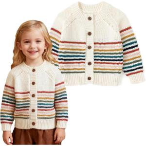 imageSimplee kids Baby Sweater Animal Leopard Printed Baby Cardigan for Autumn FallStriped