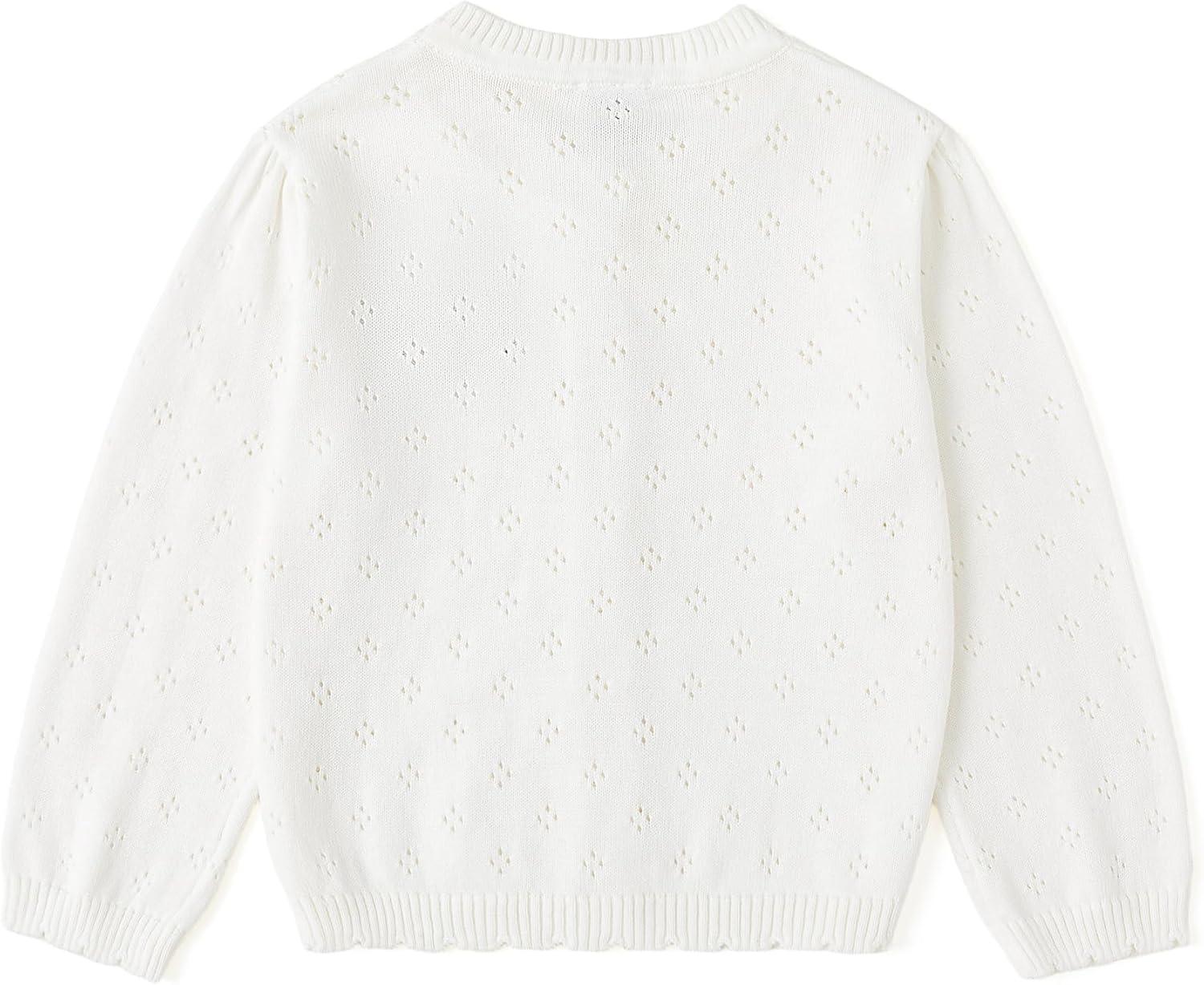 imageSimplee kids Baby Girl Knit Cardigan Sweater Cream Cotton Autumn CoatAwhite Strawberry