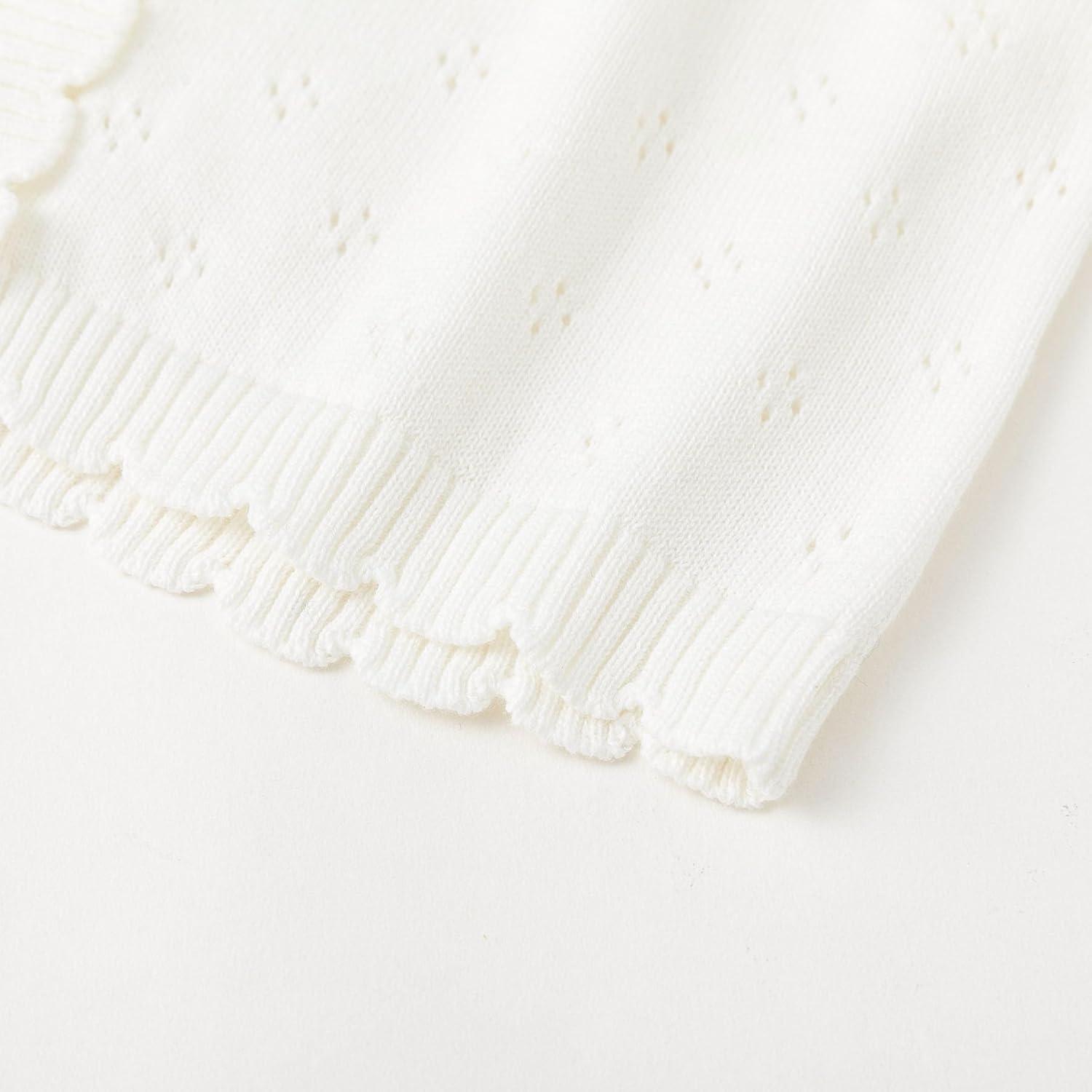 imageSimplee kids Baby Girl Knit Cardigan Sweater Cream Cotton Autumn CoatAwhite Strawberry