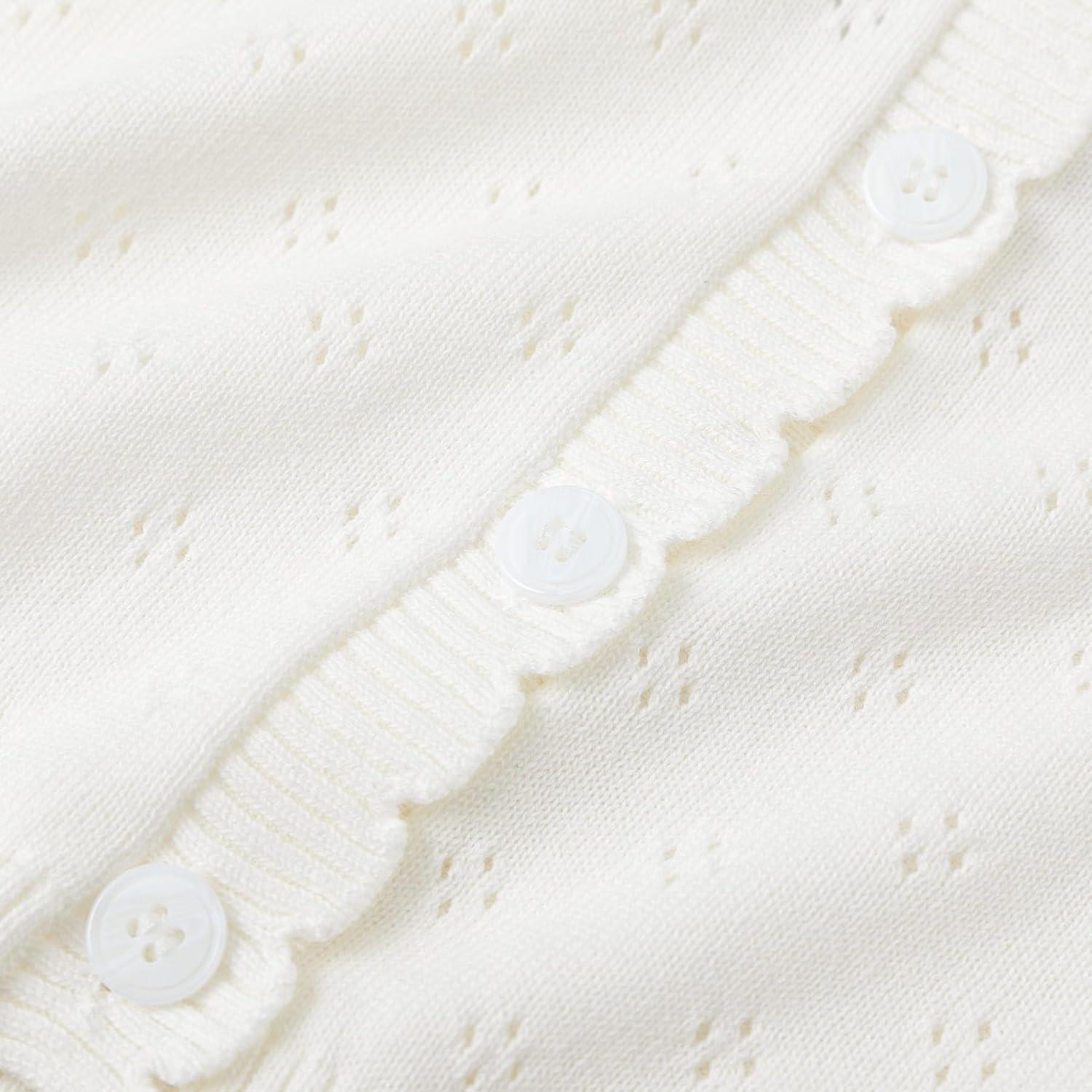 imageSimplee kids Baby Girl Knit Cardigan Sweater Cream Cotton Autumn CoatAwhite Strawberry