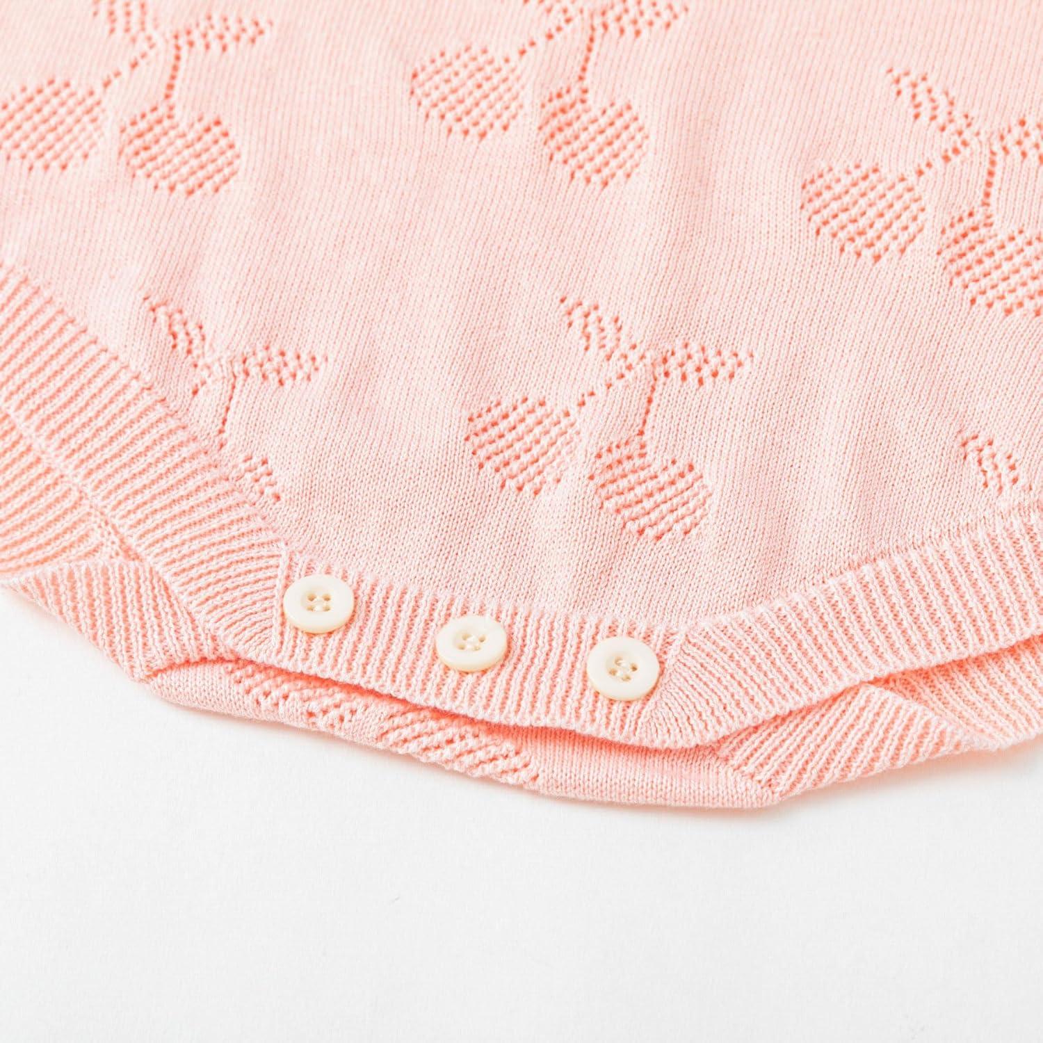 imageSimplee kids Baby Girl Outfits Baby Girls Knit Romper Long Sleeve Romper Cherry Print Romper Outfit for Fall SpringPink