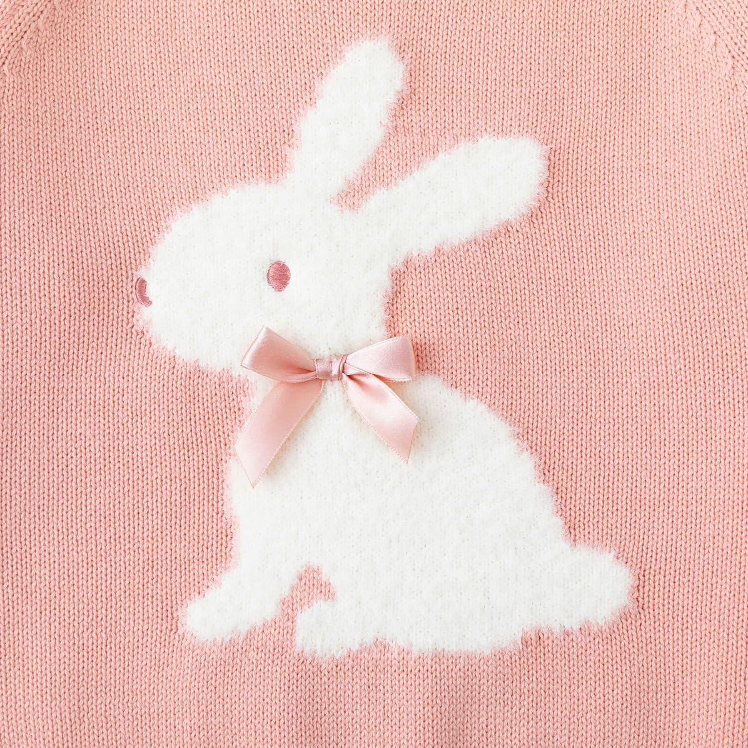 imageSimplee kids Baby Pullover Sweater Valentines Outfit Love Embroidery Knit Sweaters Coat for Autumn Fall and WinterPink Rabbit