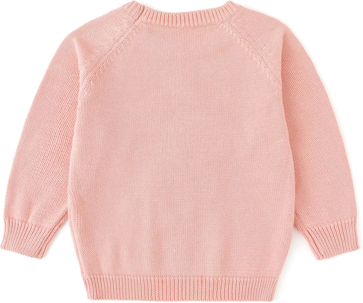 imageSimplee kids Baby Pullover Sweater Valentines Outfit Love Embroidery Knit Sweaters Coat for Autumn Fall and WinterPink Rabbit