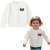 imageSimplee kids Baby Girl Knit Cardigan Sweater Cream Cotton Autumn CoatAwhite Strawberry